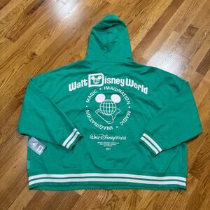 Walt Disney World Hoodie XXL Magic Imagination Full Zip Green Track Jacket NWT